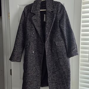 Banana Republic Black and White Herringbone Trench Coat